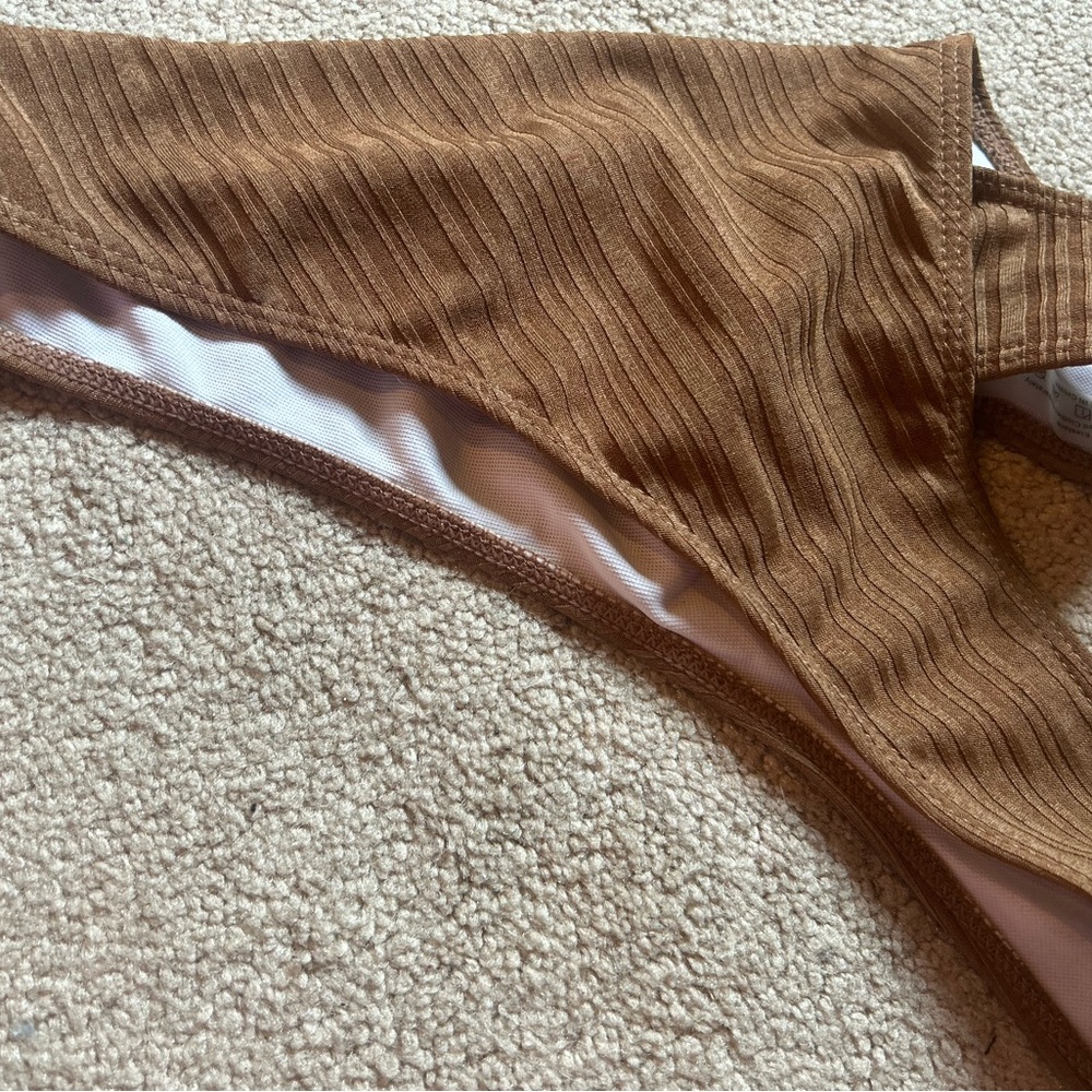 Brown Ribbed Bikini Bottom - Picture 3 of 3